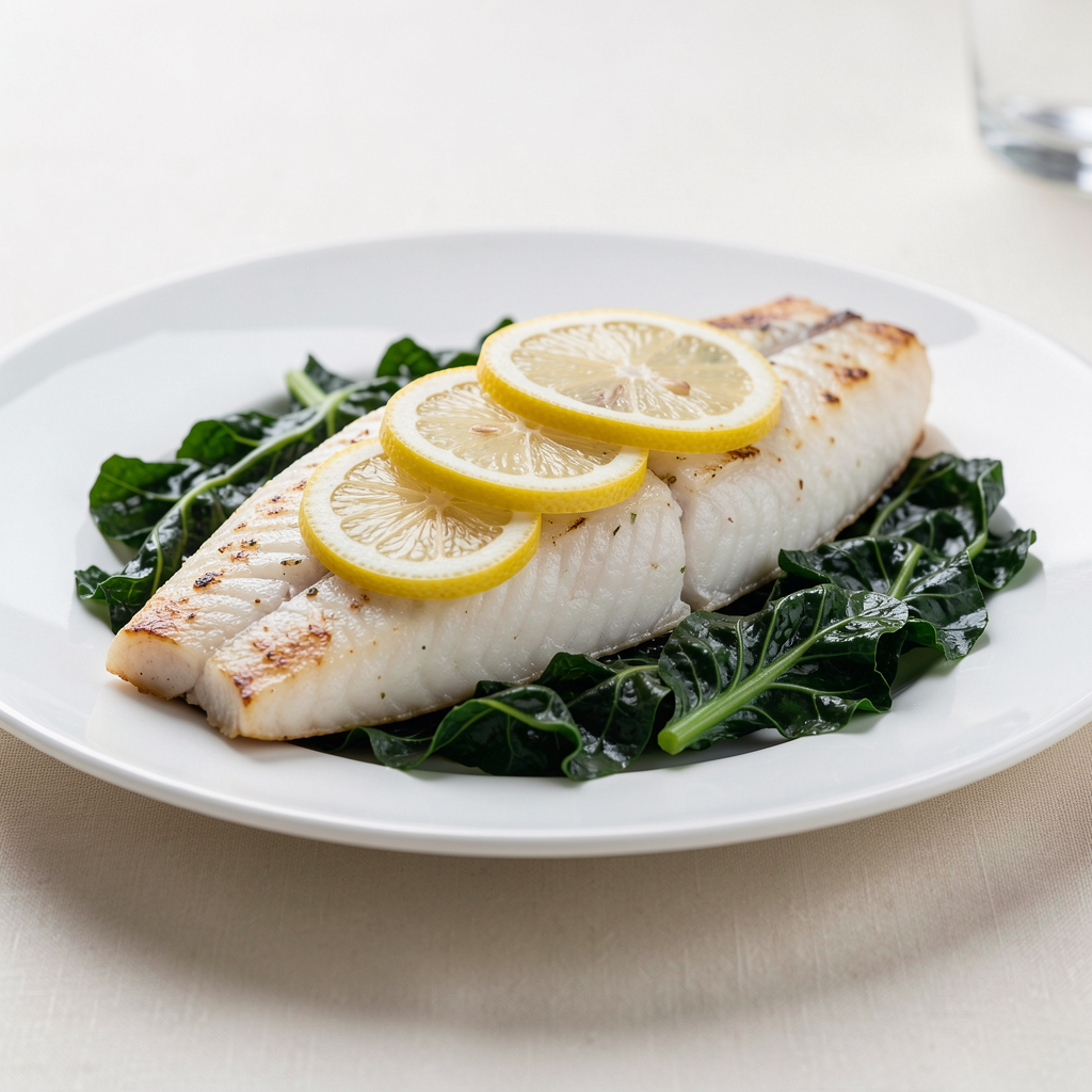 Baked Cod with Lentils & Collard Greens