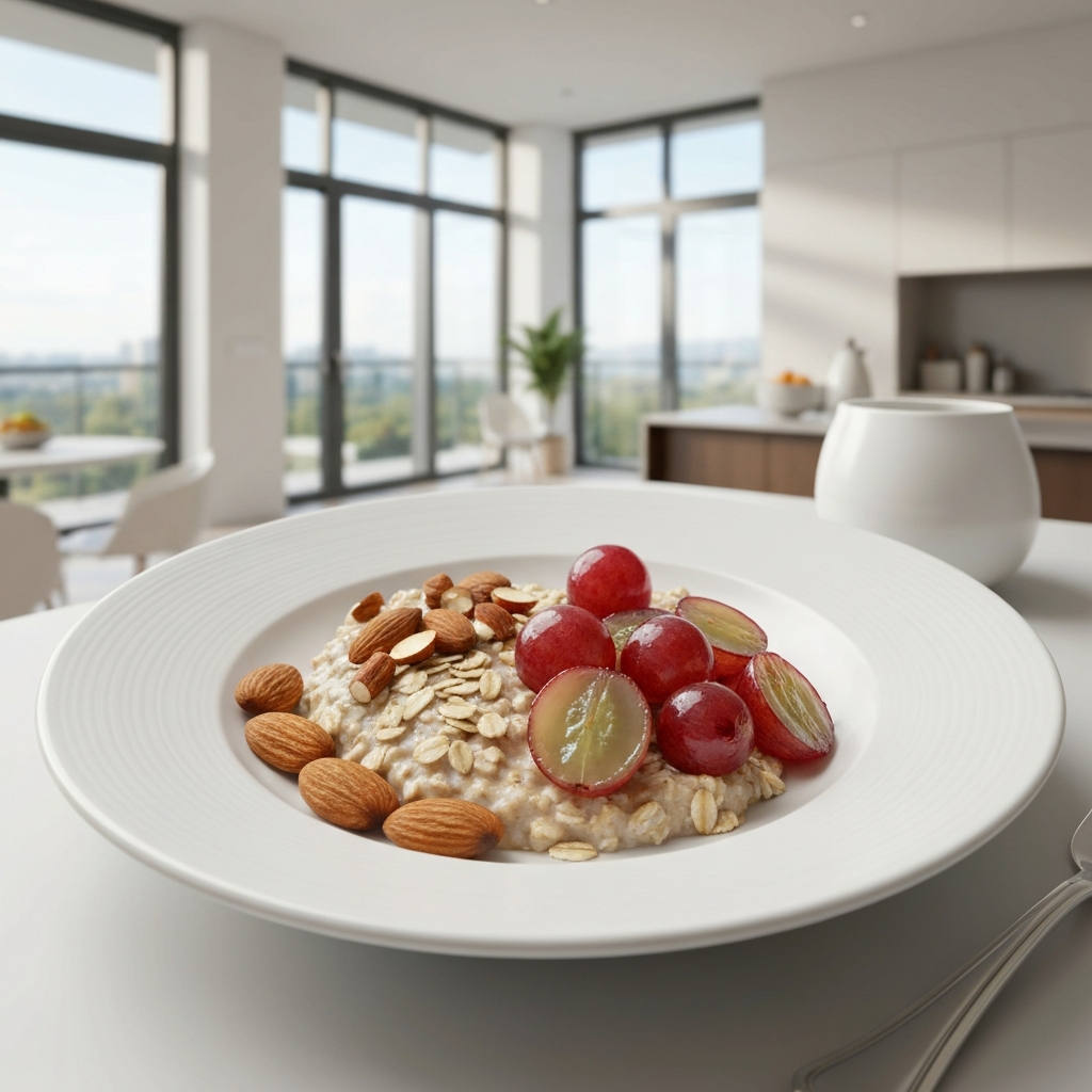 Oatmeal with Roasted Grapes & Almonds
