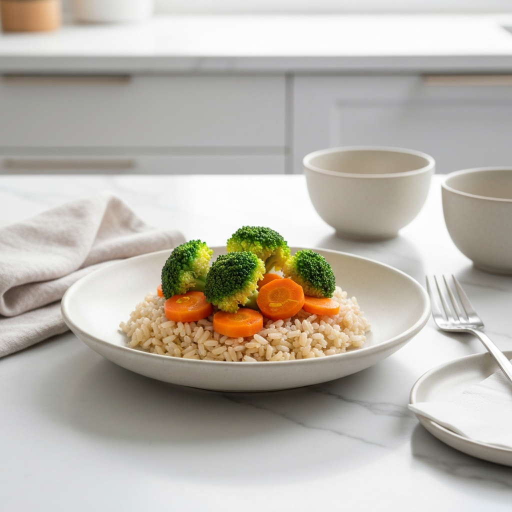 Brown Rice with Steamed Vegetables