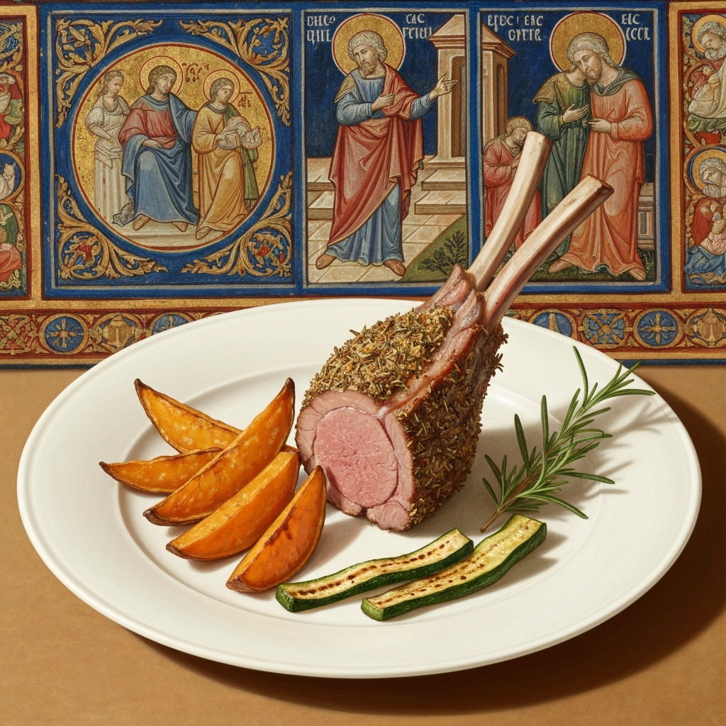 Roasted Lamb Loin with Rosemary Potatoes and Zucchini