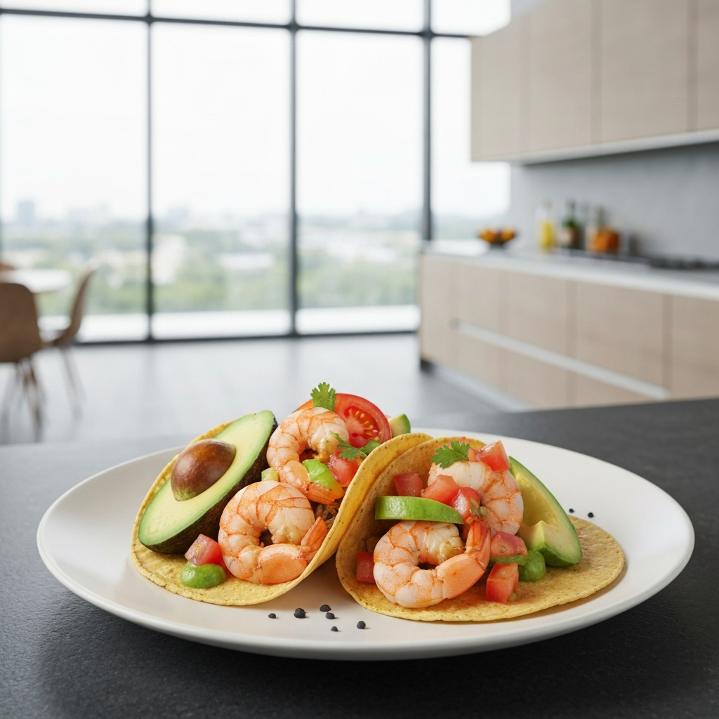 Shrimp Tacos with Avocado & Tomato Salsa