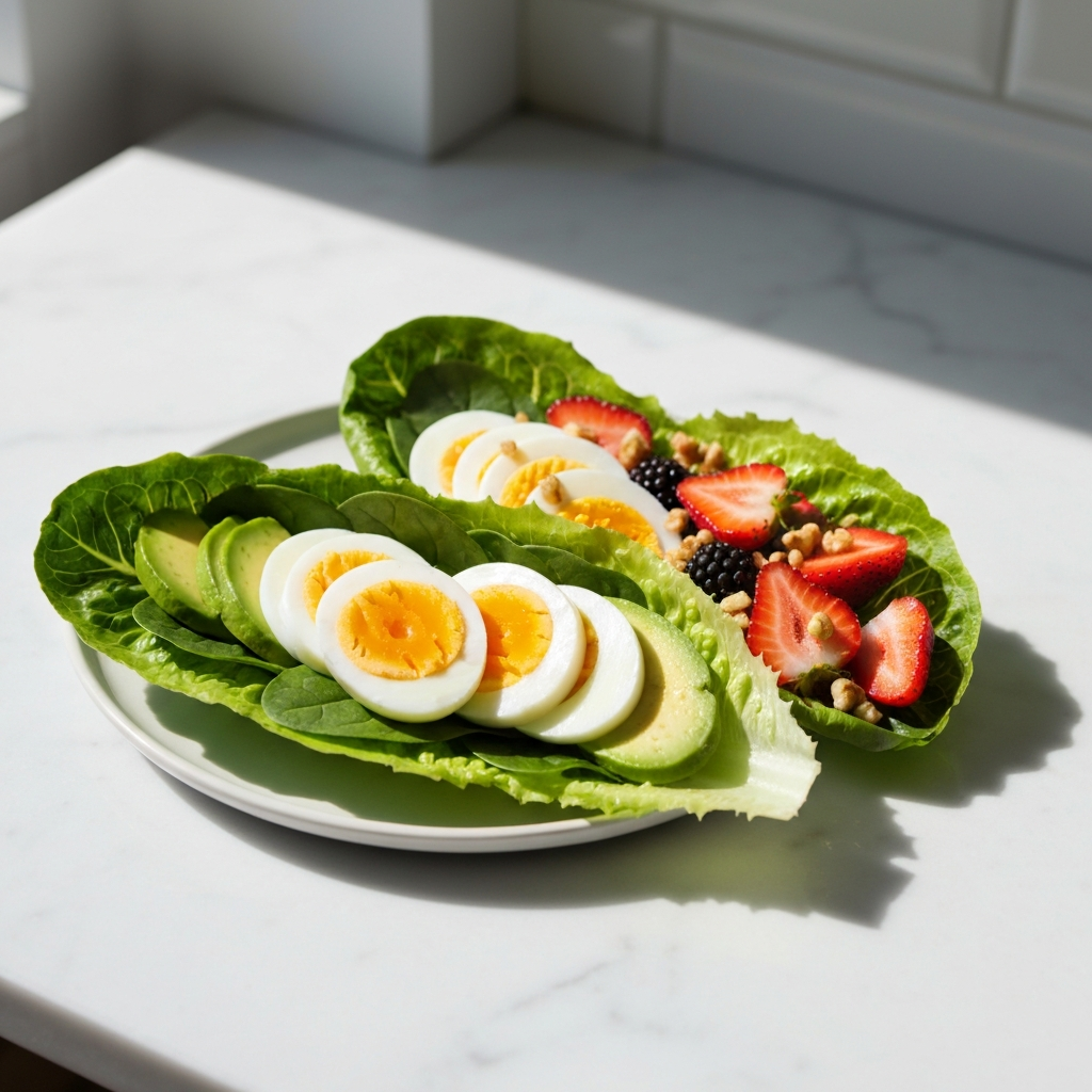 Egg & Avocado Lettuce Wrap with Berries
