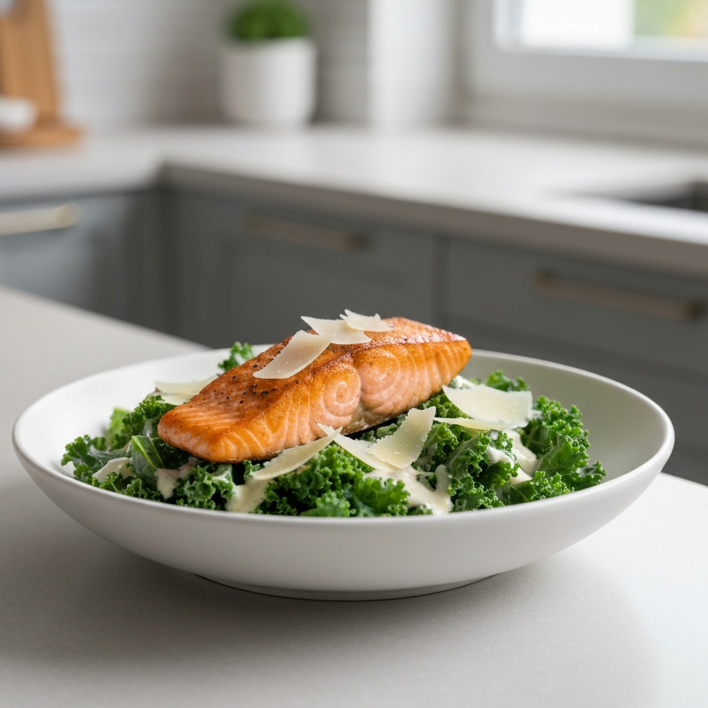 Salmon & Kale Caesar Salad