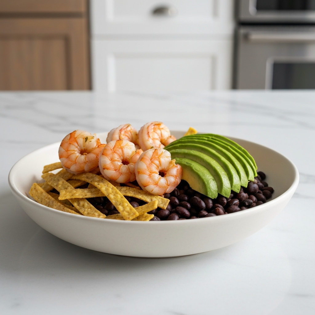 Shrimp & Avocado Corn Tortilla Bowl