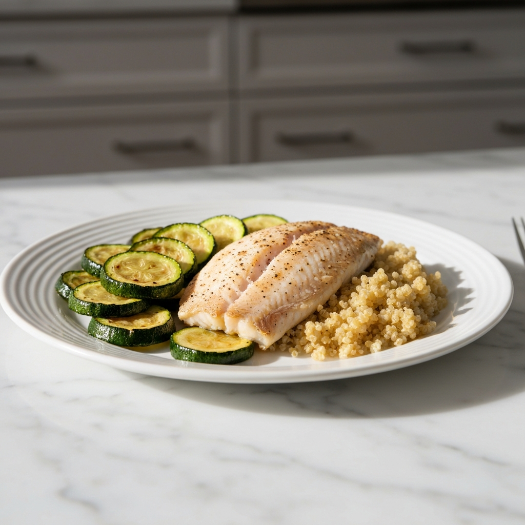 Baked Tilapia with Zucchini & Quinoa