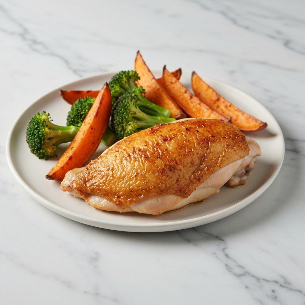 Grilled Chicken with Roasted Sweet Potato & Broccoli