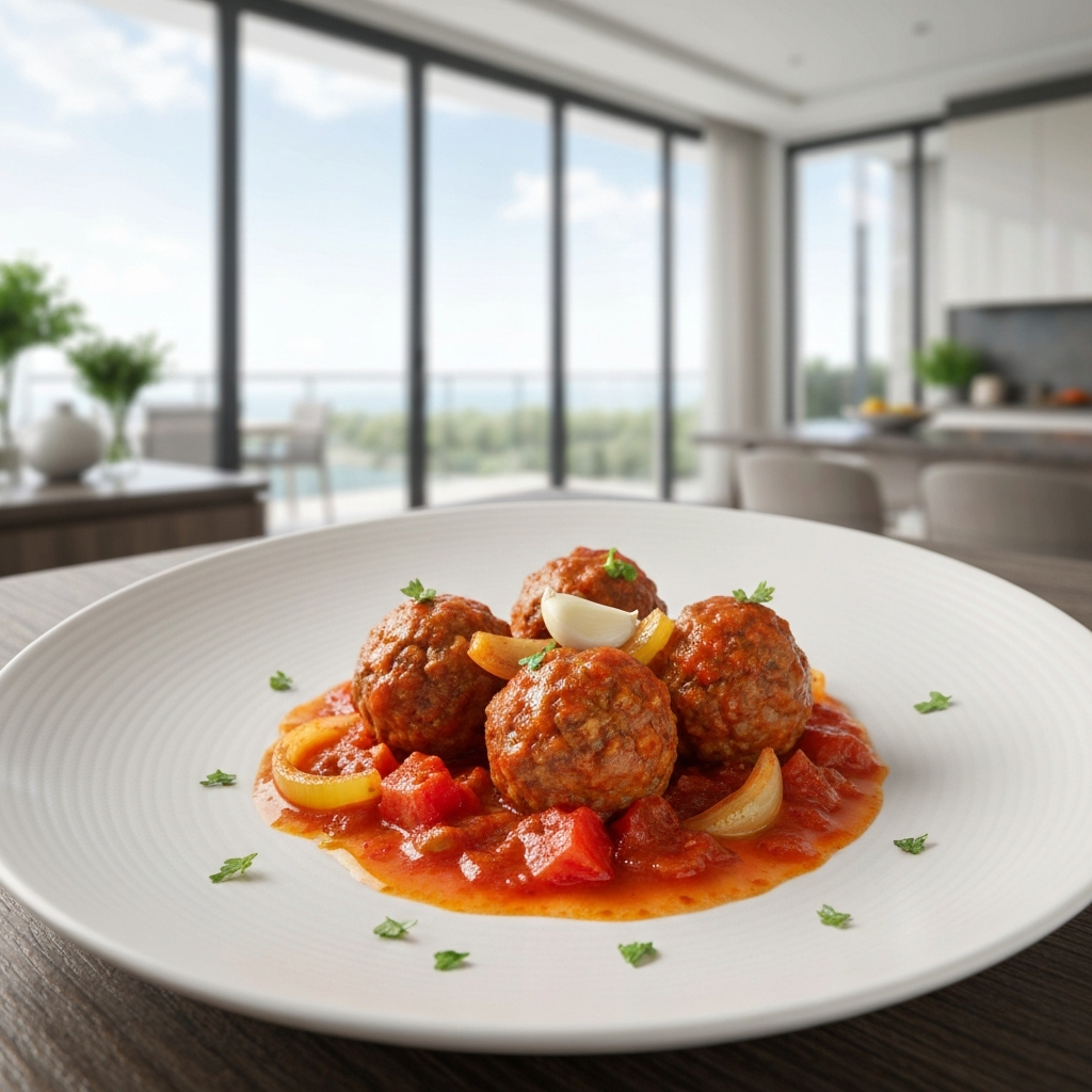Mediterranean Beef Meatballs in Tomato Sauce