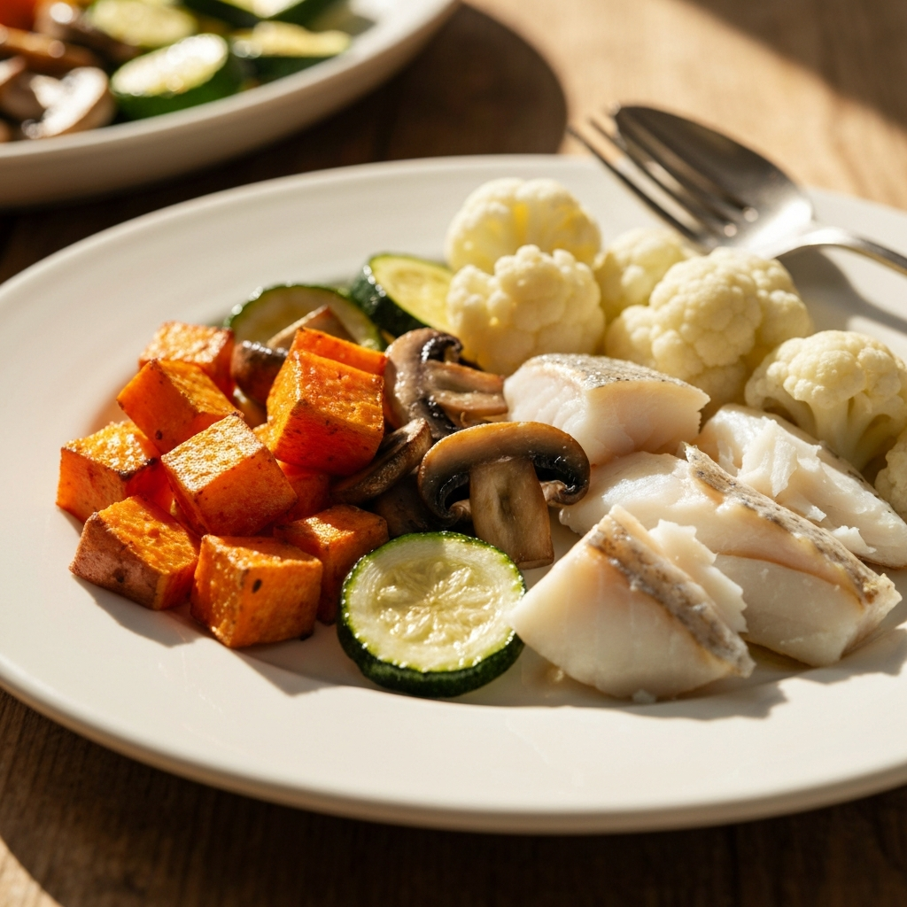 Roasted Sweet Potato & Vegetable Plate (Low-Protein)