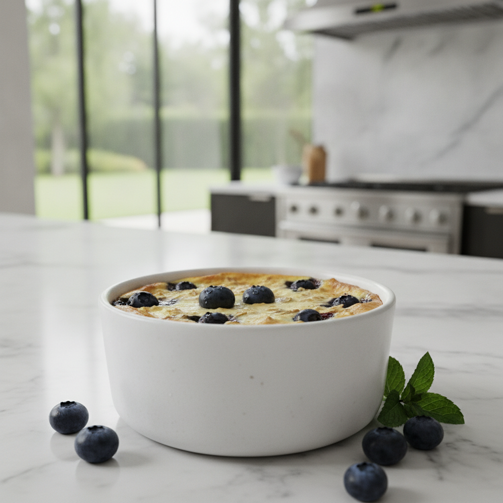 Oatmeal Egg Custard with Blueberries