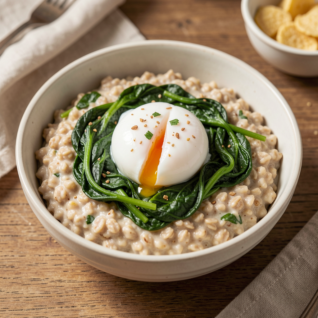 Savory Oatmeal with Spinach & Egg