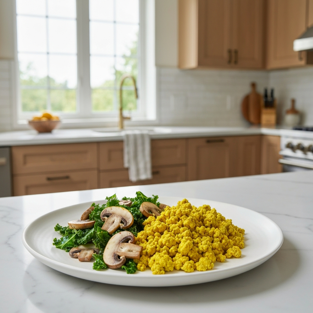 Tofu Scramble with Kale & Mushrooms